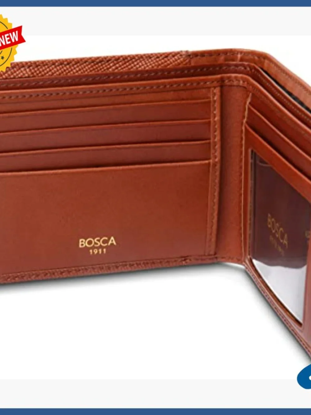 Leather Bi-Fold Wallet with RFID Blocking, 5 Card Slots, ID Window
